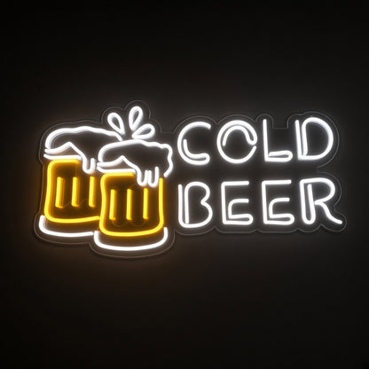 Cold Beer Clinking Beer Mugs Letters Light for Home Bar Pub LED Neon Sign - product hero