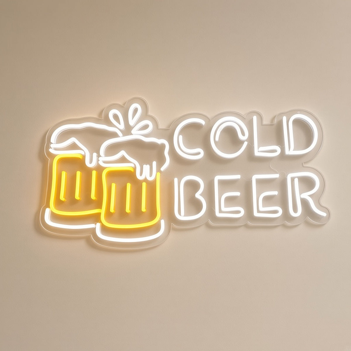 Cold Beer Clinking Beer Mugs Letters Light for Home Bar Pub LED Neon Sign - natural light view