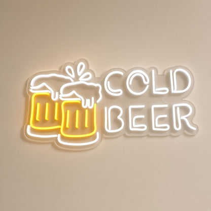 Cold Beer Clinking Beer Mugs Letters Light for Home Bar Pub LED Neon Sign - natural light view