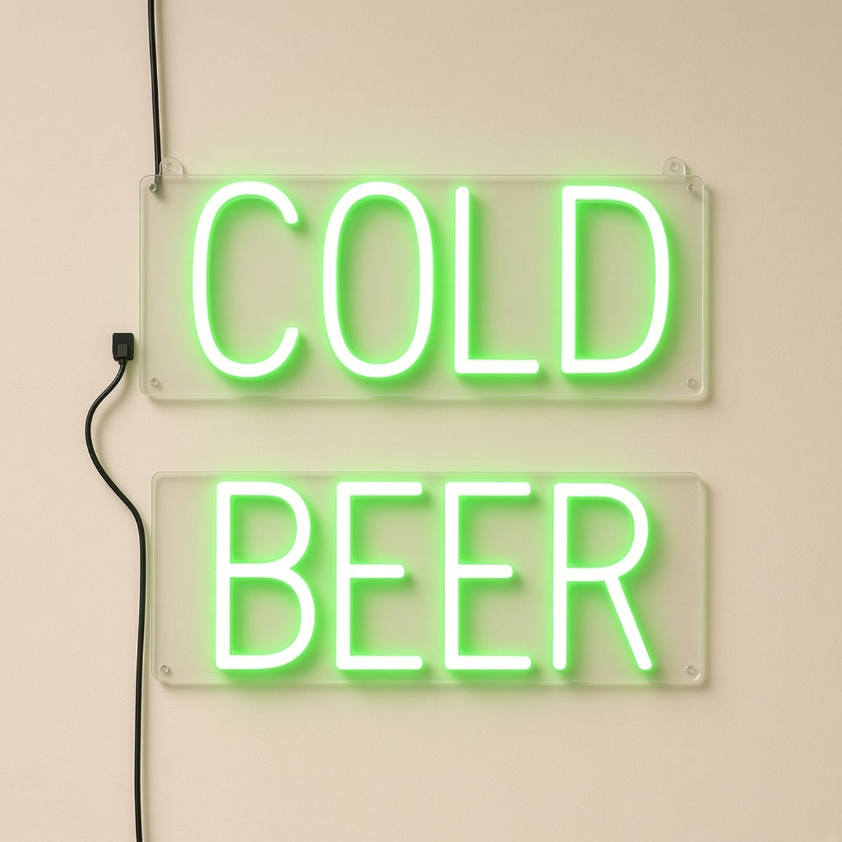 Cold Beer Two Panel Block Letters Light for Bar Pub Store LED Neon Sign - natural light view