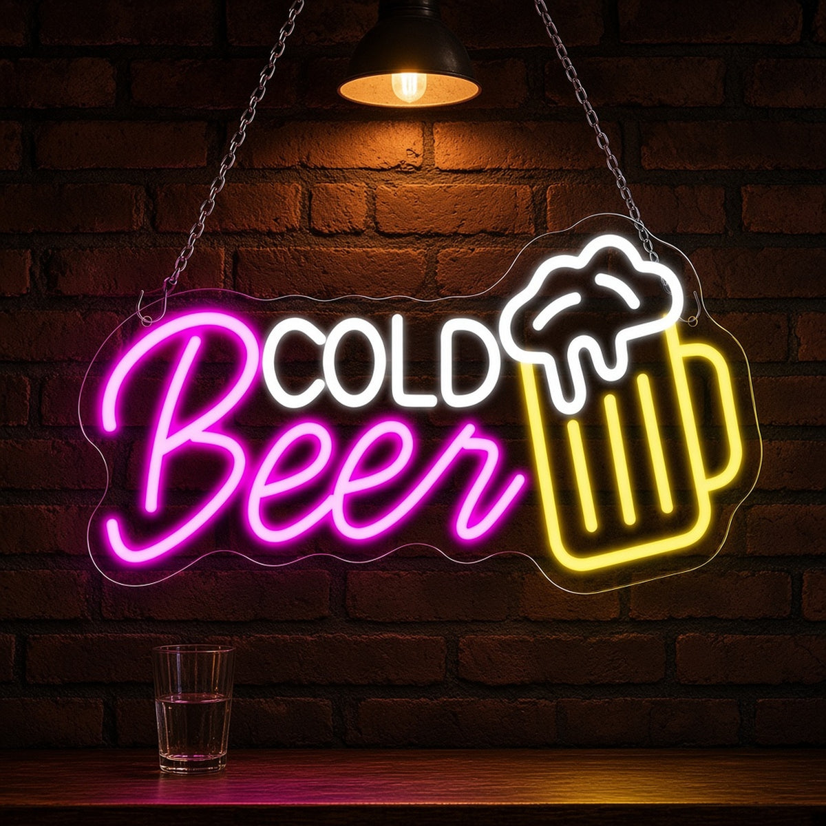 Cold Beer Foamy Mug Light for Home Bar Man Cave LED Neon Sign - advertising view