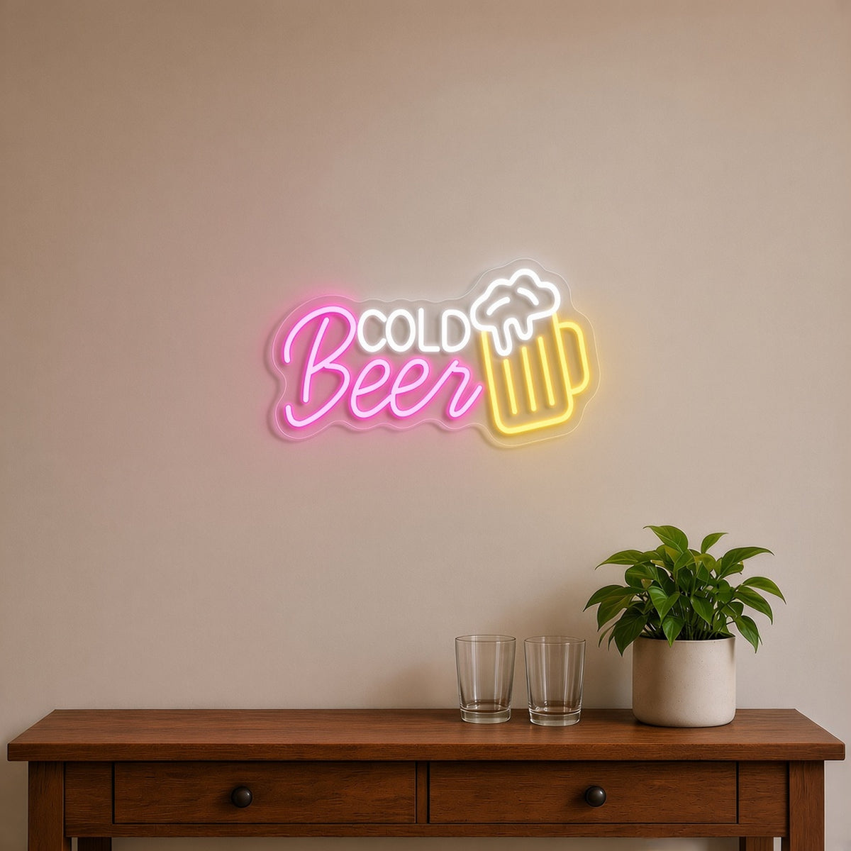 Cold Beer Foamy Mug Light for Home Bar Man Cave LED Neon Sign - lifestyle view