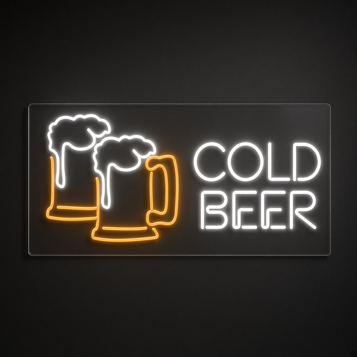 Cold Beer Two Frothy Mugs Letters for Man Cave Pub Bar LED Neon Sign - product hero