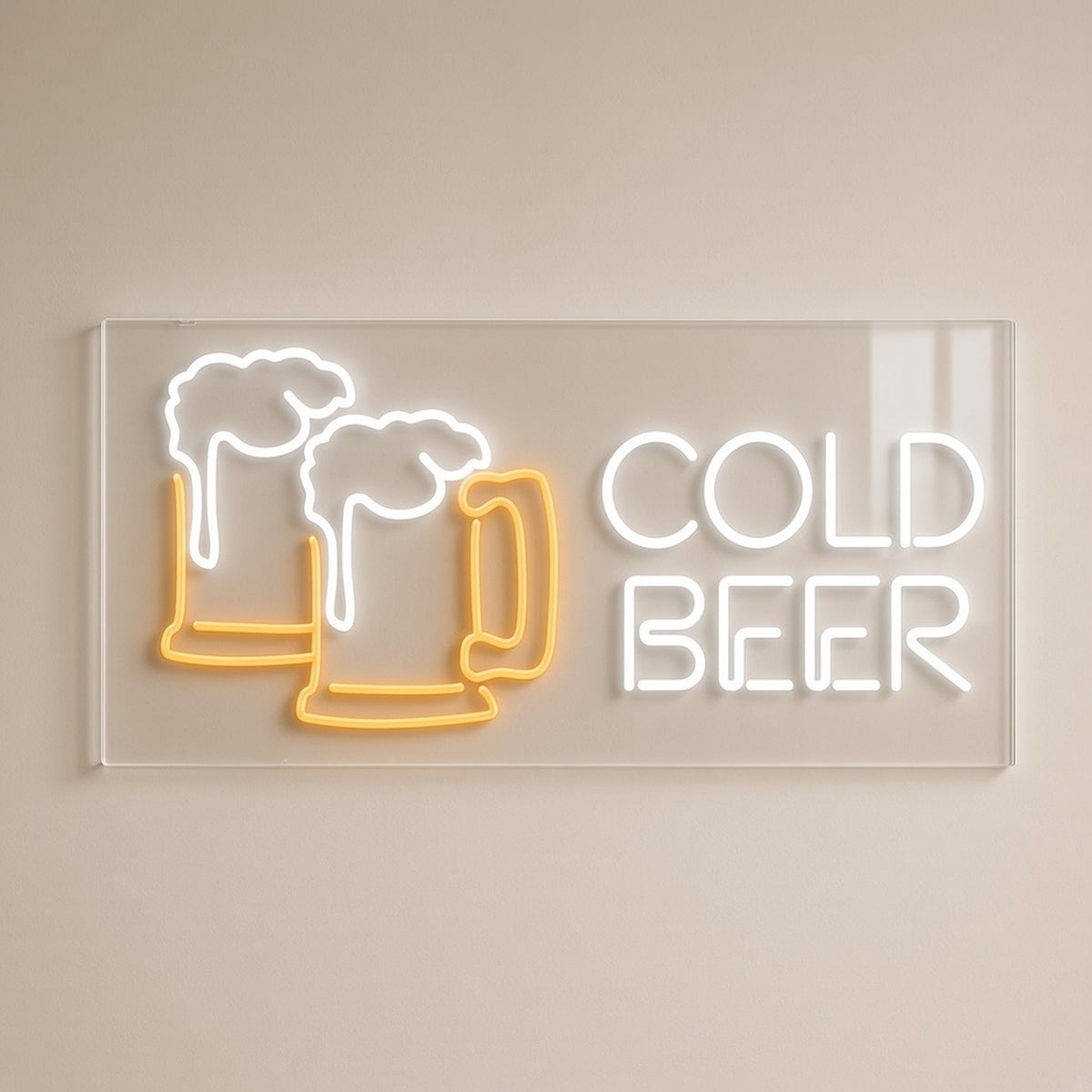 Cold Beer Two Frothy Mugs Letters for Man Cave Pub Bar LED Neon Sign - natural light view