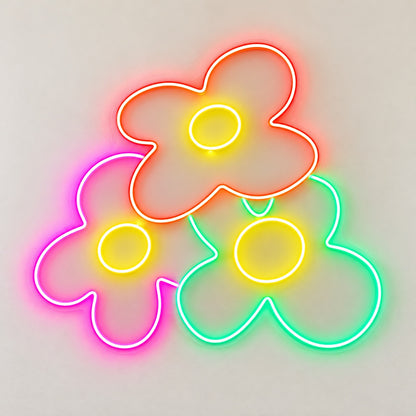 Colorful Flower Trio LED Neon Sign - natural light view