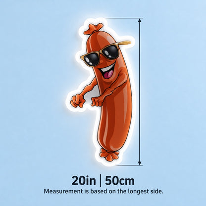 Cool Sausage Character LED Neon Sign - size guide