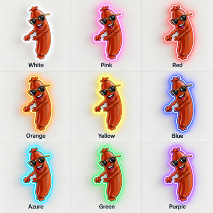 Cool Sausage Character LED Neon Sign - nine-color grid