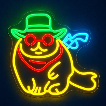 Cowboy Beaver with Bandana LED Neon Sign - product hero