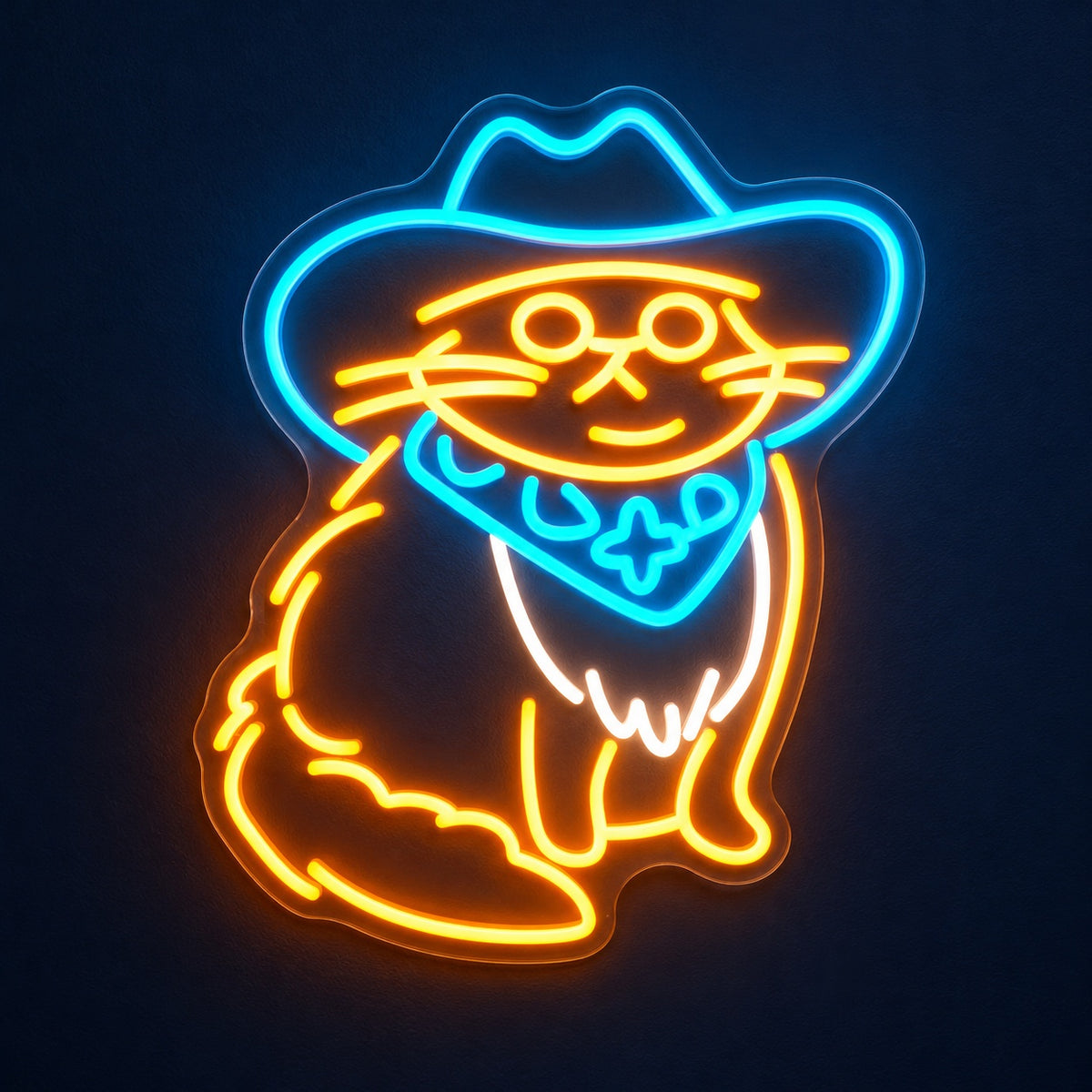 Cowboy Cat with Bandana LED Neon Sign - product hero
