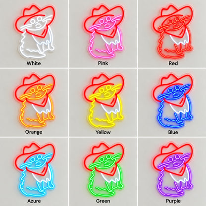 Cowboy Cat with Bandana LED Neon Sign - nine-color grid