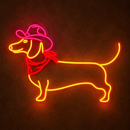 Cowboy Dachshund with Bandana LED Neon Sign - product hero