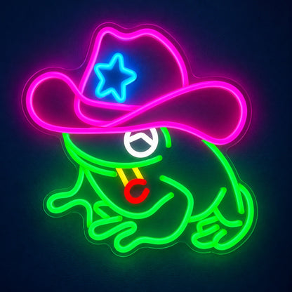 Cowboy Frog with Star Hat LED Neon Sign - product hero