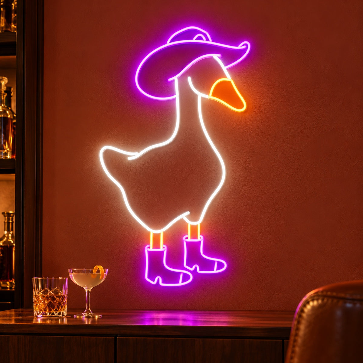 Cowboy Goose in Boots LED Neon Sign - advertising view