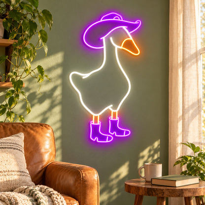 Cowboy Goose in Boots LED Neon Sign - lifestyle view