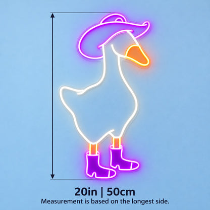 Cowboy Goose in Boots LED Neon Sign - size guide