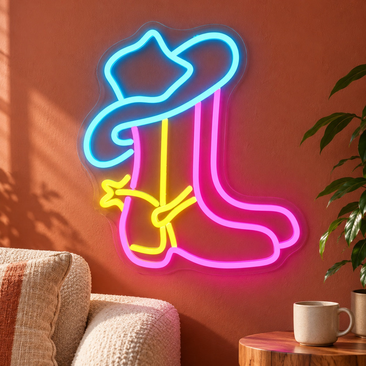 Cowboy Hat and Boot LED Neon Sign - lifestyle view