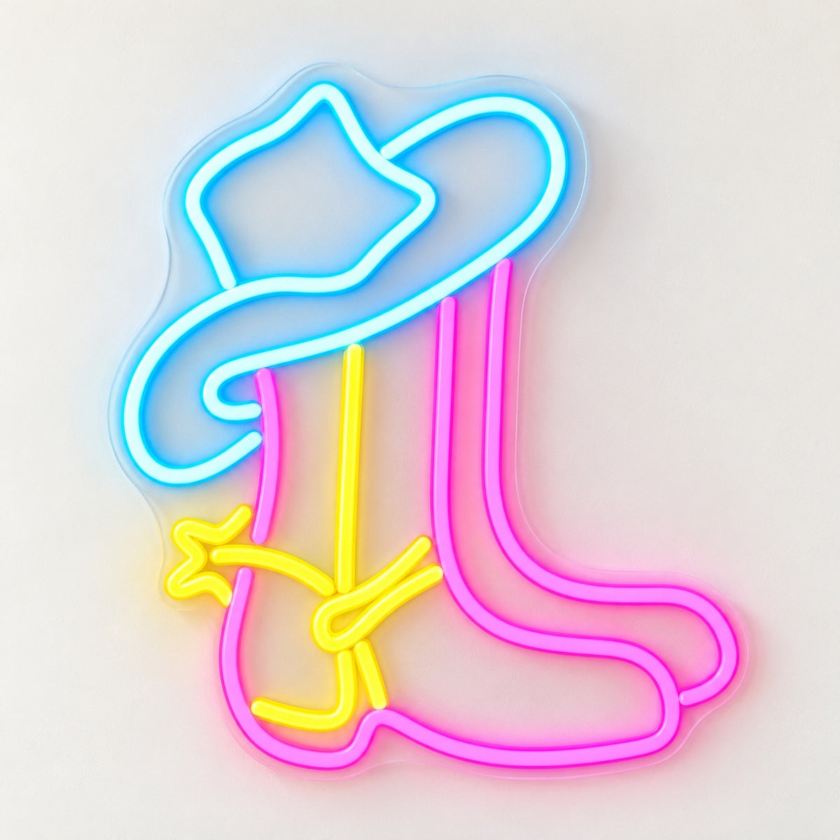 Cowboy Hat and Boot LED Neon Sign - natural light view
