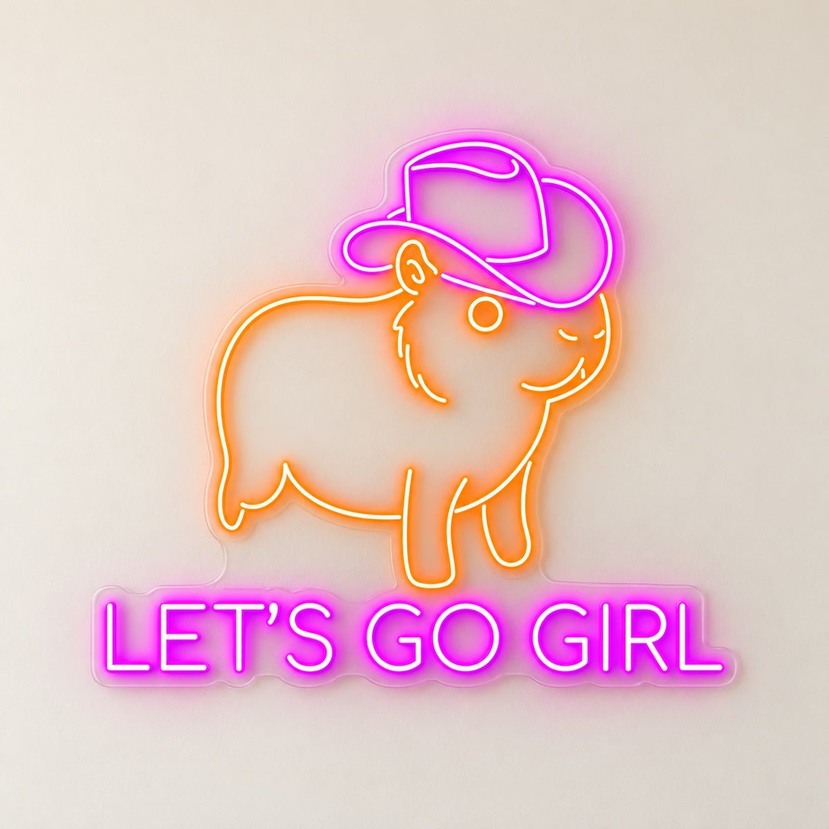 Cowboy Hat Capybara LED Neon Sign - natural light view