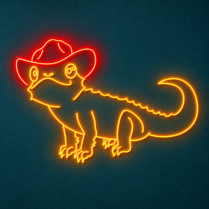 Cowboy Hat Lizard LED Neon Sign - product hero