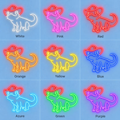 Cowboy Hat Lizard LED Neon Sign - nine-color grid