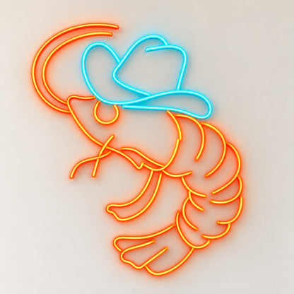 Cowboy Hat Lobster LED Neon Sign - natural light view