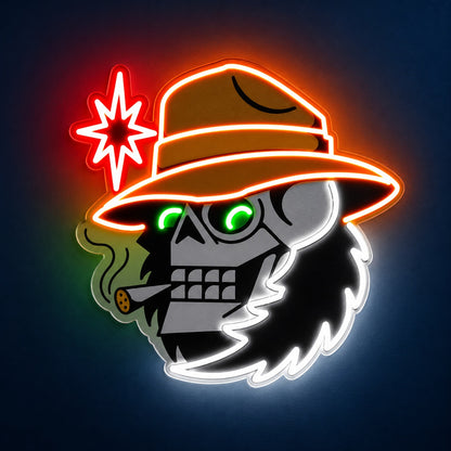 Cowboy Skull Smoking Cigar LED Neon Sign - product hero