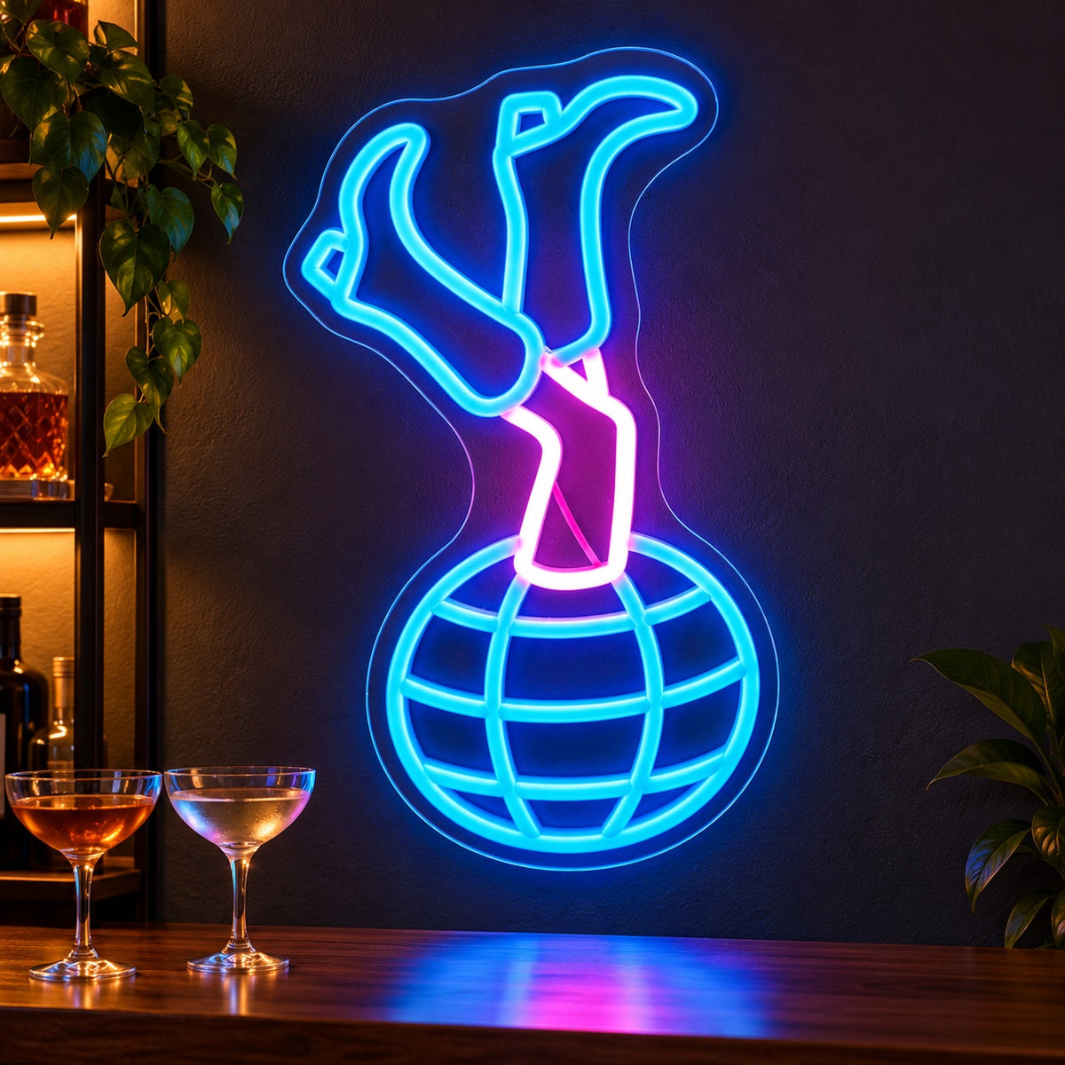 Cowgirl Boots on Disco Ball LED Neon Sign - advertising view