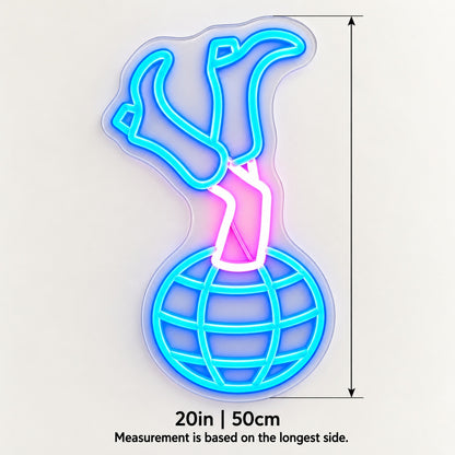 Cowgirl Boots on Disco Ball LED Neon Sign - size guide