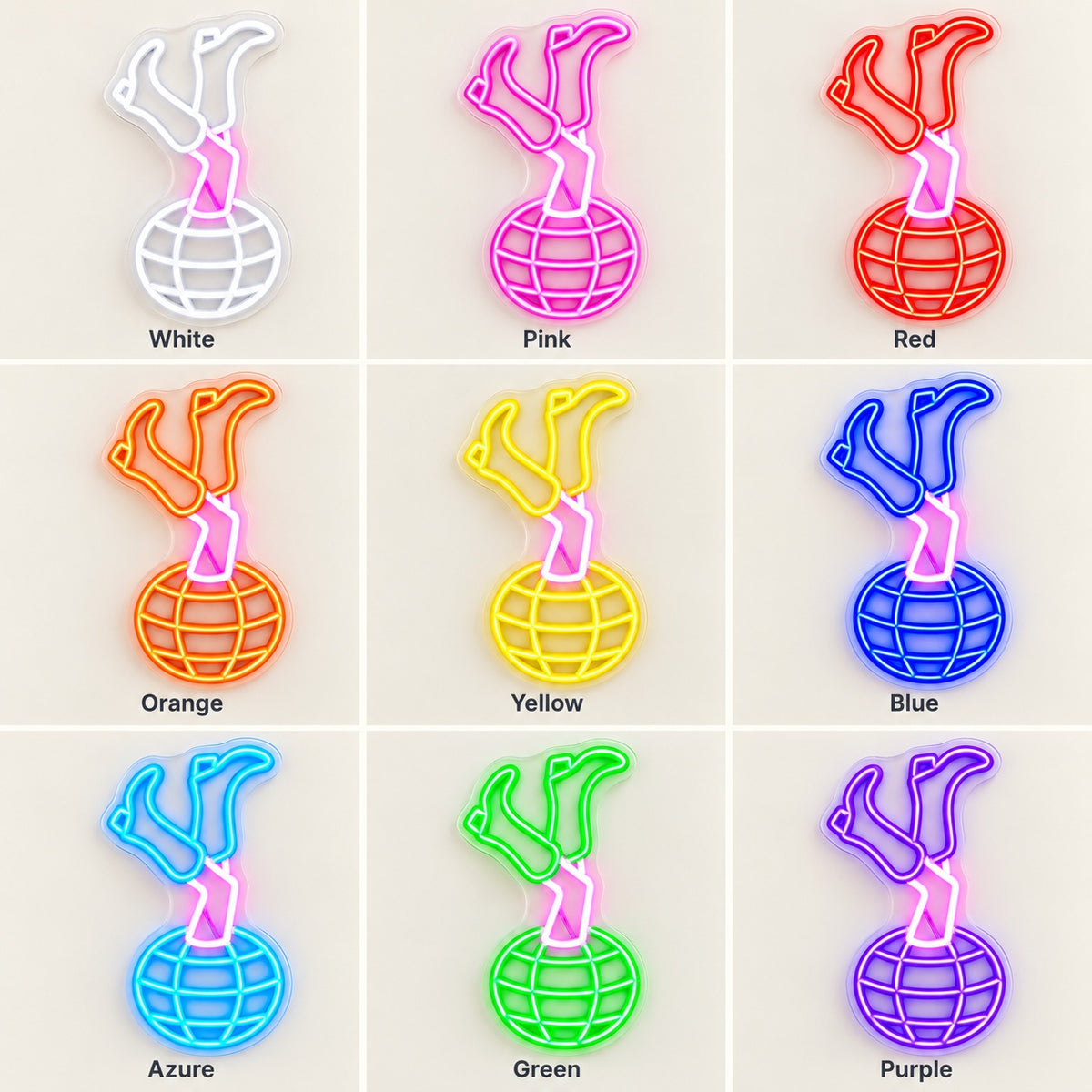 Cowgirl Boots on Disco Ball LED Neon Sign - nine-color grid