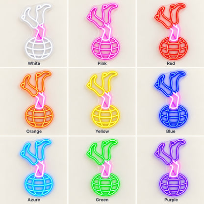 Cowgirl Boots on Disco Ball LED Neon Sign - nine-color grid