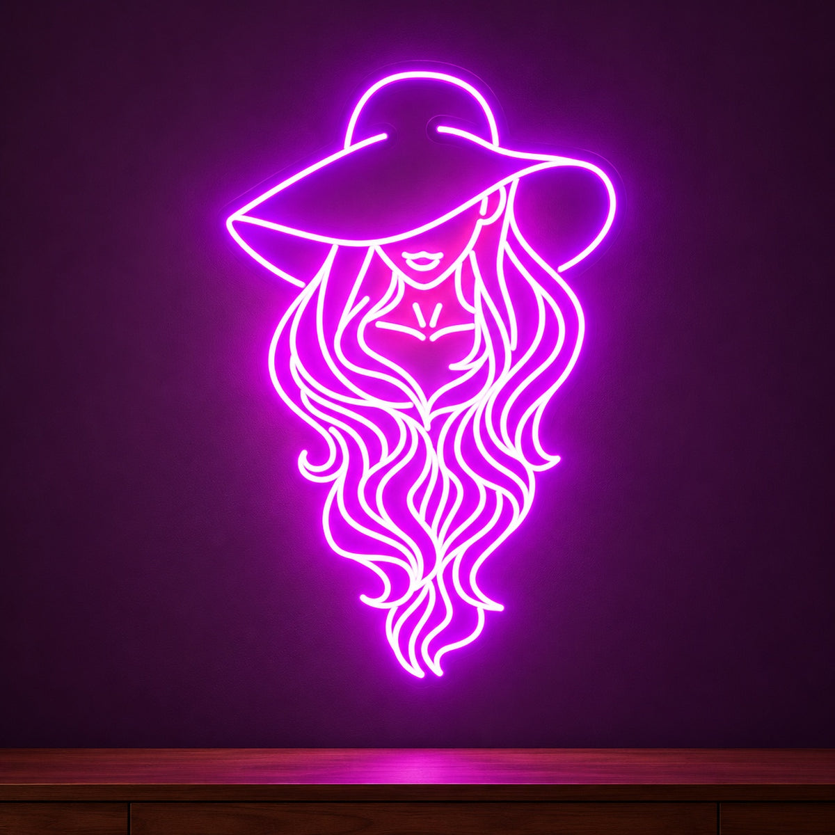 Cowgirl Portrait with Flowing Hair LED Neon Sign - product hero