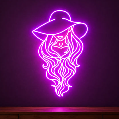 Cowgirl Portrait with Flowing Hair LED Neon Sign - product hero