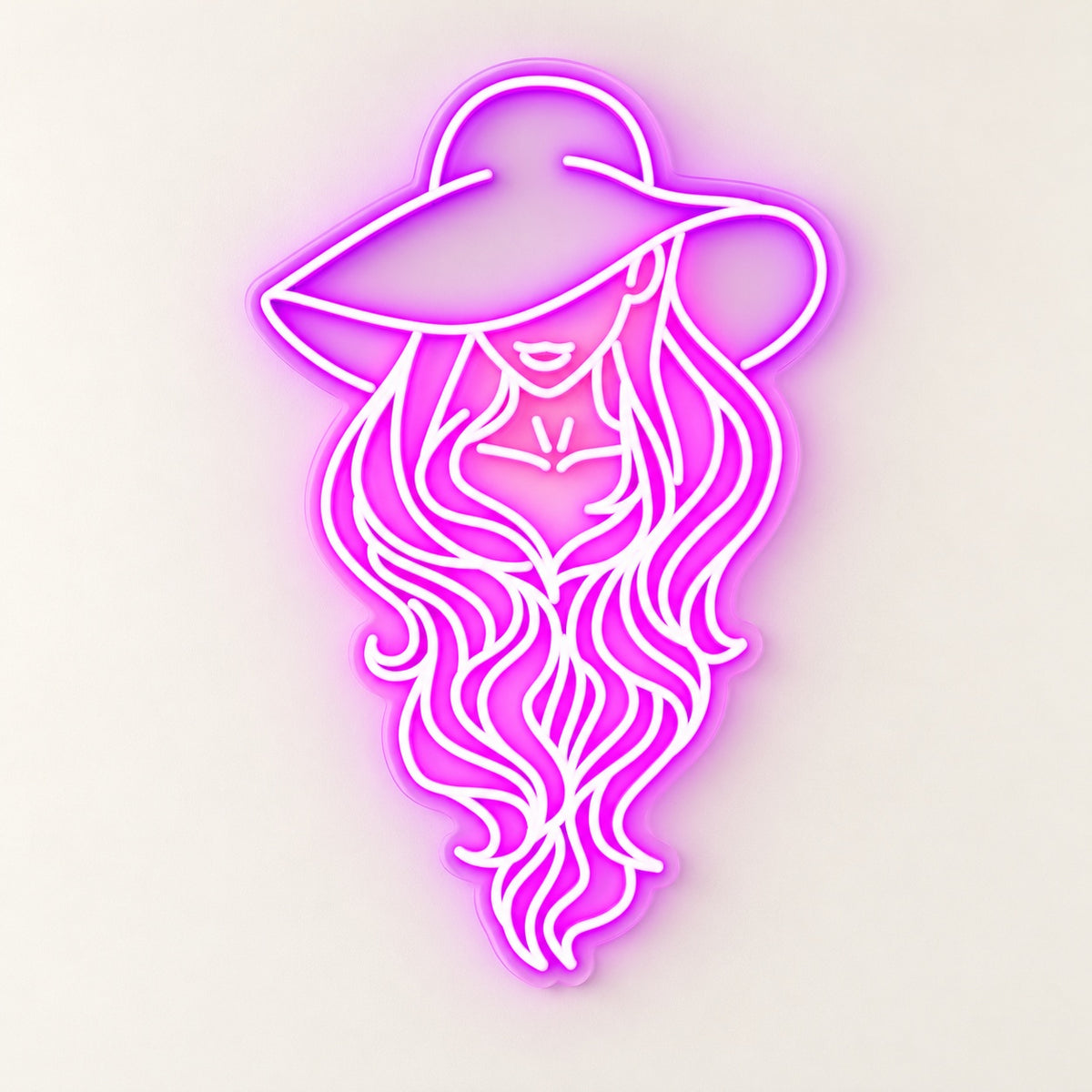 Cowgirl Portrait with Flowing Hair LED Neon Sign - natural light view