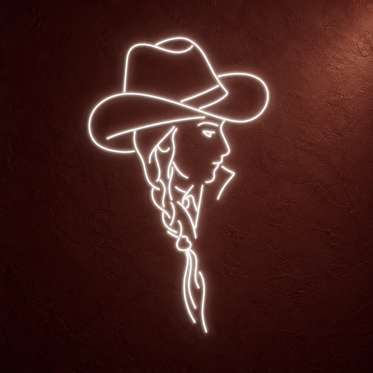 Cowgirl Profile with Braided Hair LED Neon Sign - product hero