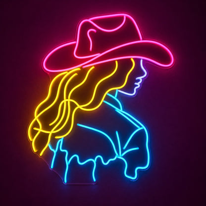 Cowgirl Profile with Shirt LED Neon Sign - product hero