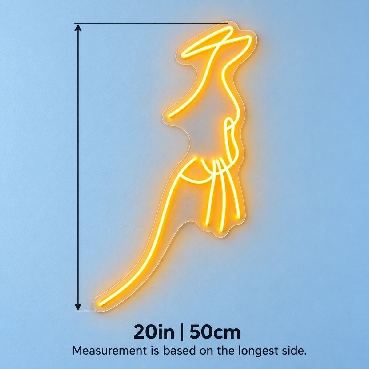 Cowgirl Silhouette LED Neon Sign - size guide