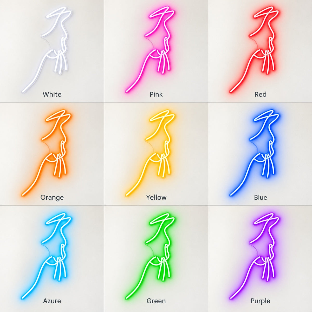 Cowgirl Silhouette LED Neon Sign - nine-color grid