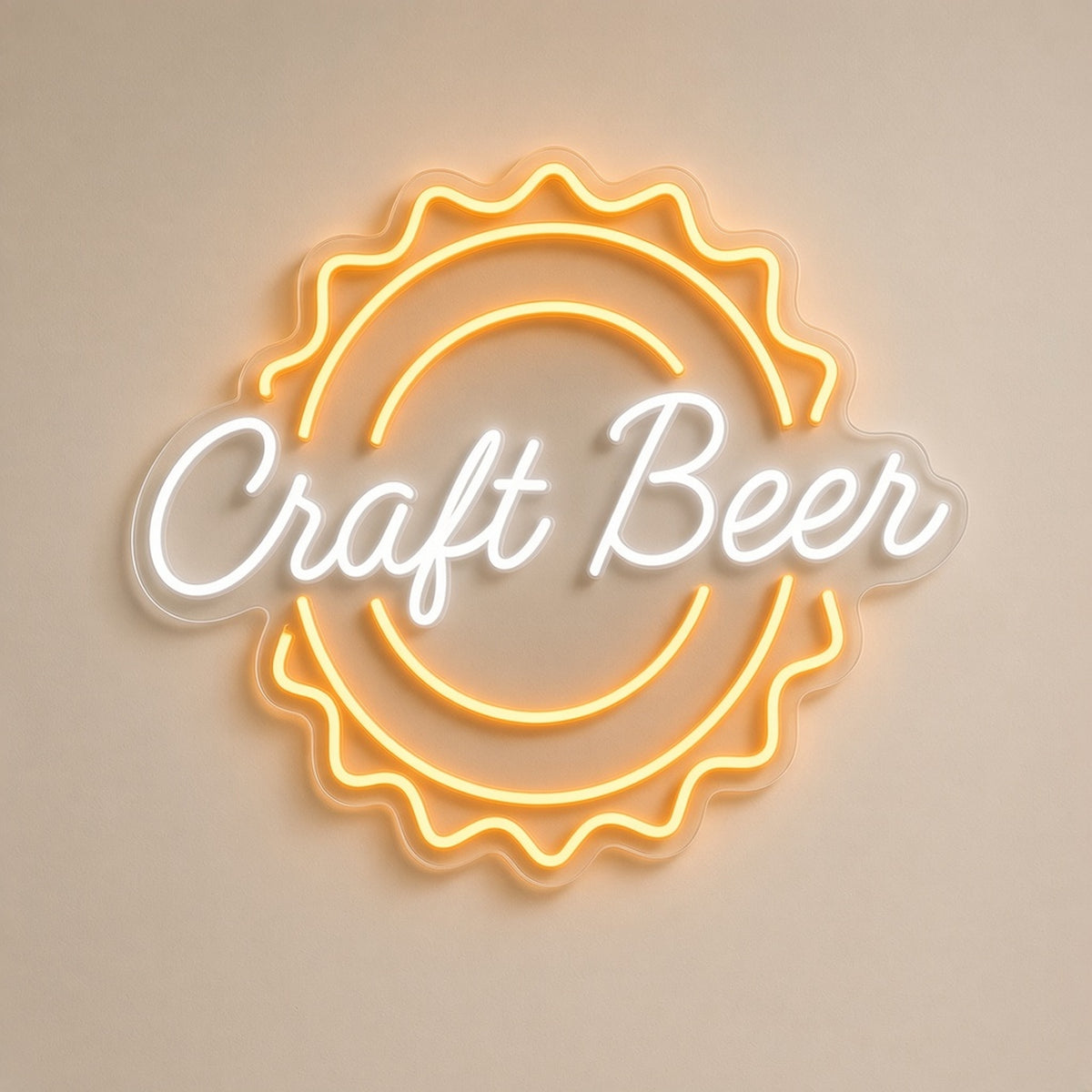 Craft Beer Bottle Cap Light for Pub Garage Man Cave LED Neon Sign - natural light view