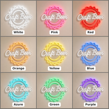 Craft Beer Bottle Cap Light for Pub Garage Man Cave LED Neon Sign - nine-color grid
