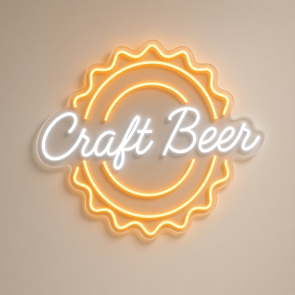 Craft Beer Bottle Cap with Remote Dimmer for Man Cave Bar LED Neon Sign - natural light view