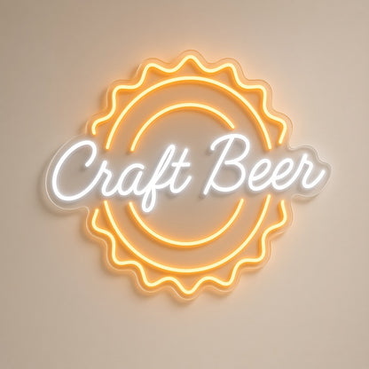 Craft Beer Bottle Cap with Remote Dimmer for Man Cave Bar LED Neon Sign - natural light view