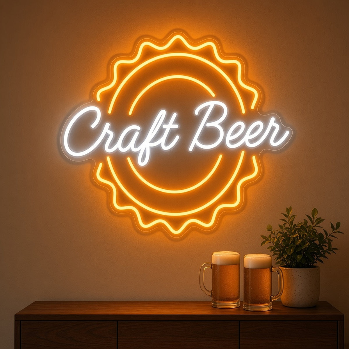 Craft Beer Bottle Cap for Brewery Taproom LED Neon Sign - lifestyle view