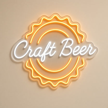 Craft Beer with Bottle Cap for Home Bar Brewery LED Neon Sign - natural light view