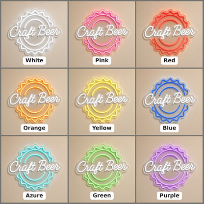 Craft Beer with Bottle Cap for Home Bar Brewery LED Neon Sign - nine-color grid