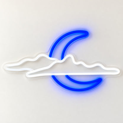 Crescent Moon And Clouds LED Neon Sign - natural light view