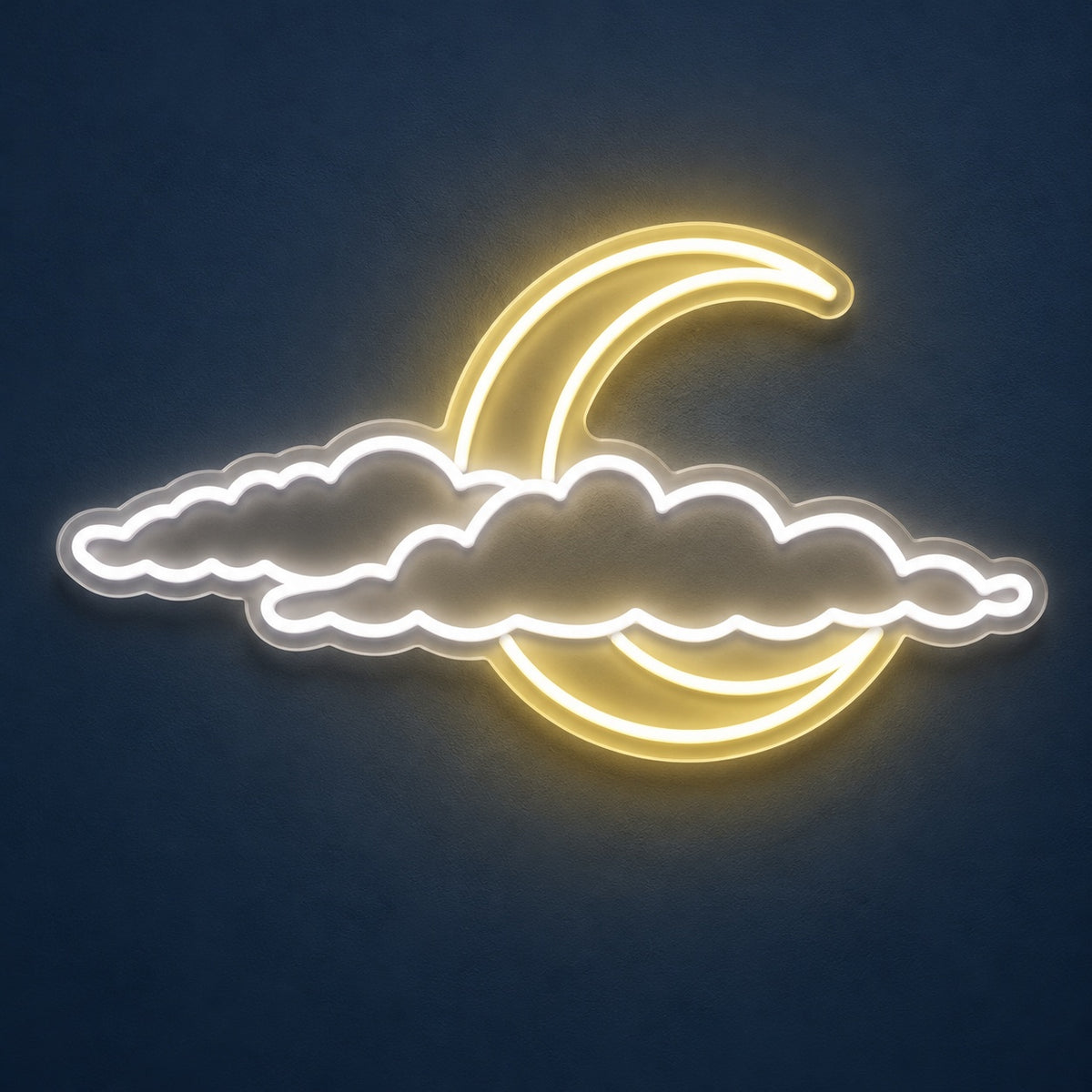 Crescent Moon Behind Clouds LED Neon Sign - product hero