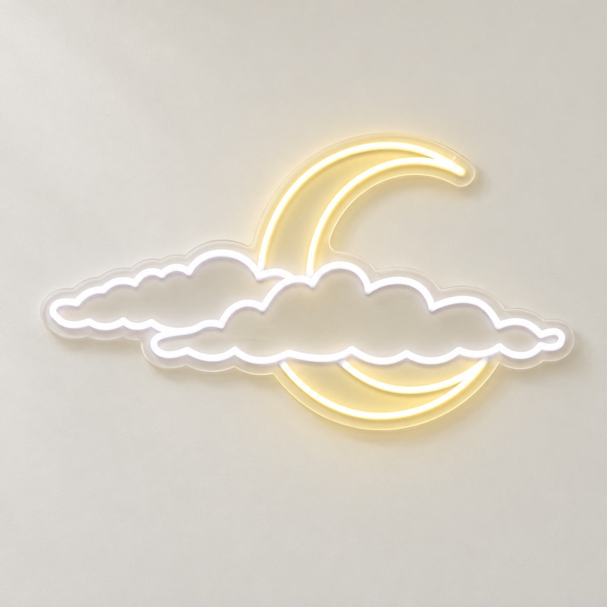 Crescent Moon Behind Clouds LED Neon Sign - natural light view