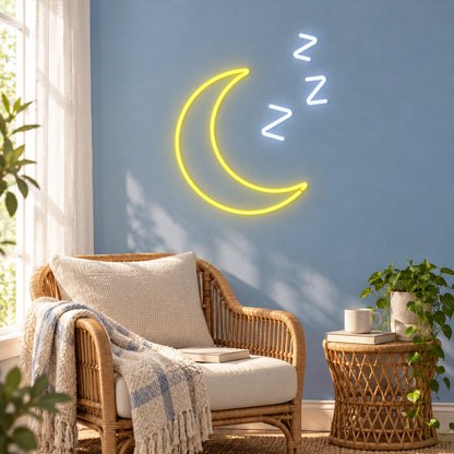 Crescent Moon Sleep LED Neon Sign - lifestyle view