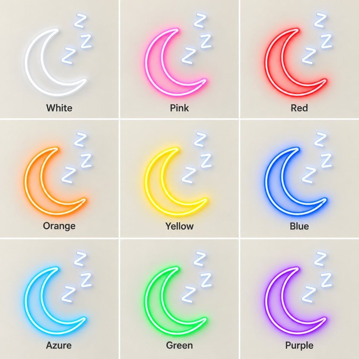 Crescent Moon Sleep LED Neon Sign - nine-color grid