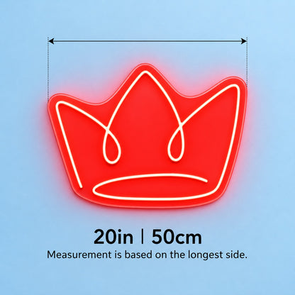 Crown Outline LED Neon Sign - size guide